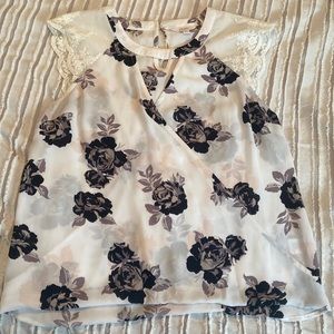 White Floral Print Blouse